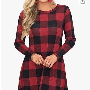MIROL long sleeve Buffalo plaid tunic dress